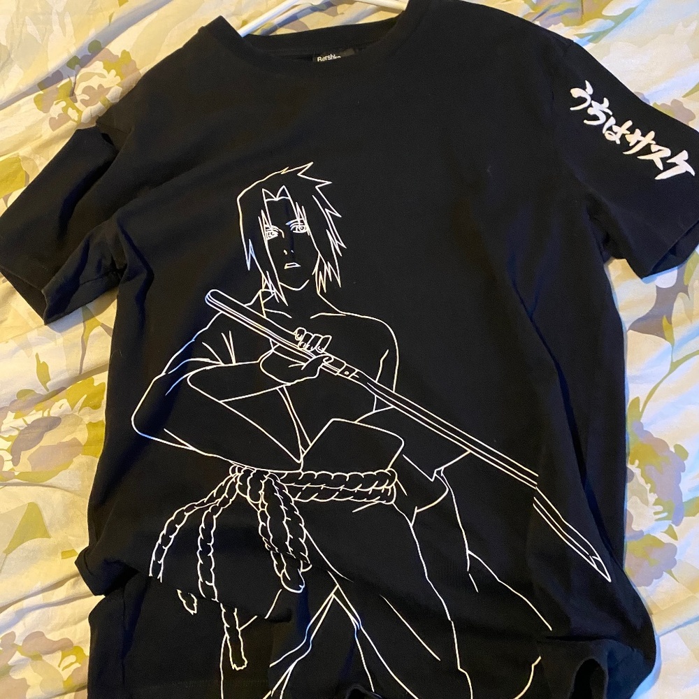 Naruto Shippuden Sasuke Akatsuki Black Short sleeve Tshirt